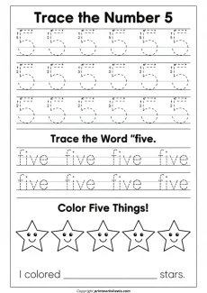 Number Tracing Worksheets Worksheet - Free Number 5 Tracing Worksheets for Kindergarten | Free Printable