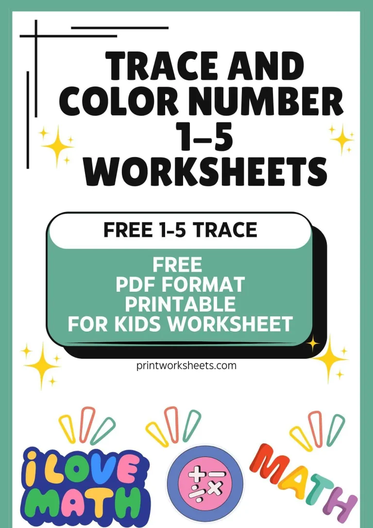 Trace and Color Number 1-5 Worksheets