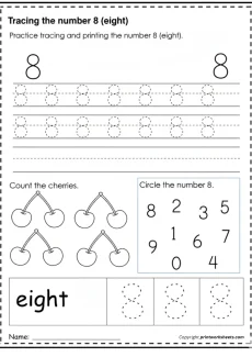 Number Tracing Worksheets Worksheet - Preschool Tracing the Number 8 Worksheets (Free Printable PDF) | Free Printable