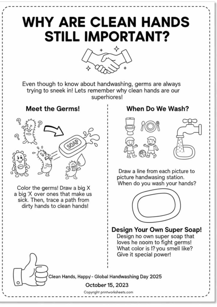 Download Global Handwashing Day Theme Why Are Clean Hands Still Important - Free Global Handwashing Day Worksheet Global Handwashing Day Worksheet - Global Handwashing Day Theme Why Are Clean Hands Still Important | Free Printable