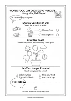 World Food Day Worksheet - Free Zero Hunger Worksheet for World Food Day | Free Printable
