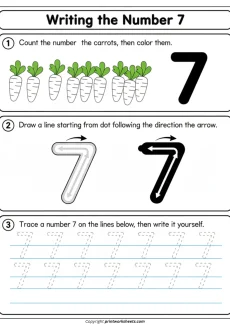Number Tracing Worksheets Worksheet - Preschool Writing the Number 7 Worksheets (Counting Practice) | Free Printable