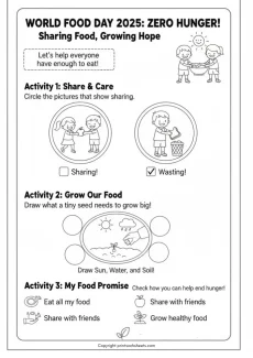 World Food Day Worksheet - Free Zero Hunger World Food Day Worksheet for Kids | Free Printable