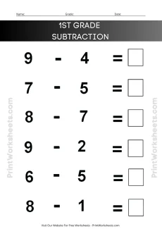 Subtraction Worksheets Worksheet - 1st Grade Subtraction Worksheets (Simple Math Facts Free PDF) | Free Printable