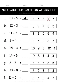 Subtraction Worksheets Worksheet - Multiple Choice Subtraction Worksheet Grade 1 (Free PDF) | Free Printable