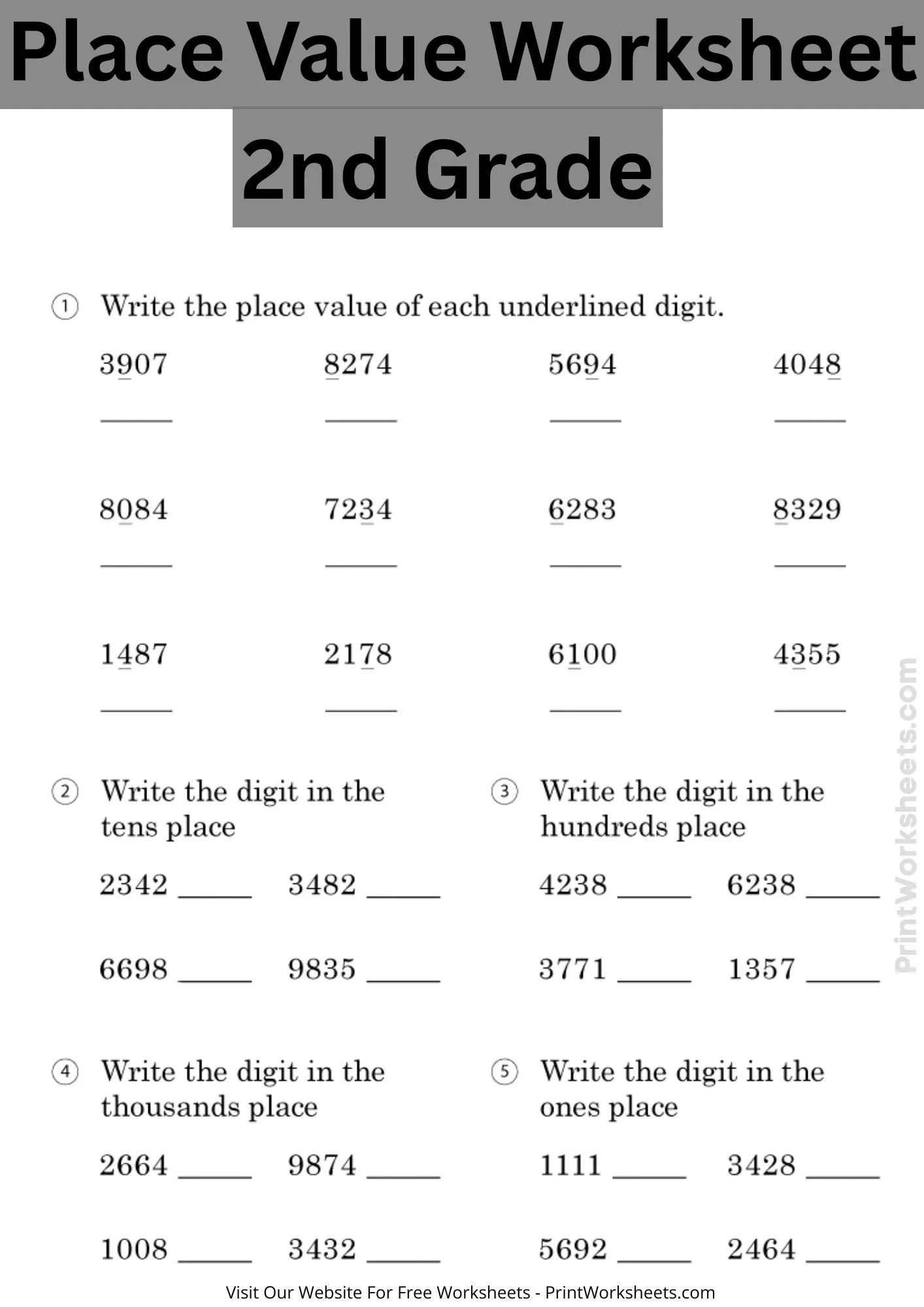 Place Value Worksheets Worksheet - 2nd Grade Place Value Worksheets (Thousands, Hundreds, Tens, Ones) | Free Printable