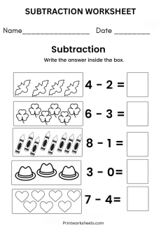 Subtraction Worksheets Worksheet - Kindergarten Subtraction Worksheets with Pictures (Free PDF) | Free Printable