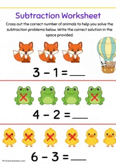 Subtraction Worksheets Worksheet - Animal Subtraction Worksheets Kindergarten Free – Printable PDF | Free Printable