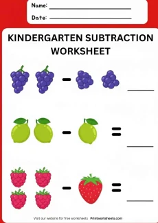 Subtraction Worksheets Worksheet - Kindergarten Subtraction Practice Worksheet PDF | Free Printable