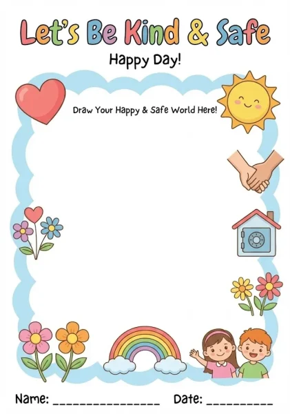 Kindness and Safety Worksheets | Free Printable PDF for Kids