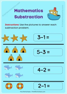Subtraction Worksheets Worksheet - 1st Grade Subtraction Worksheets (Visual Math Practice Free PDF) | Free Printable