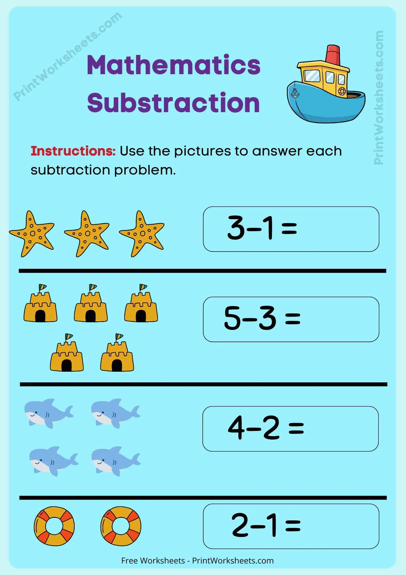 Subtraction Worksheets Worksheet - 1st Grade Subtraction Worksheets (Visual Math Practice Free PDF) | Free Printable