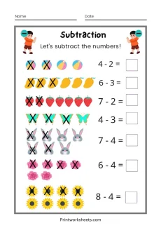 Subtraction Worksheets Worksheet - FREE Printable Kindergarten Subtraction Worksheets with Pictures – Sweet Treats Theme | Free Printable