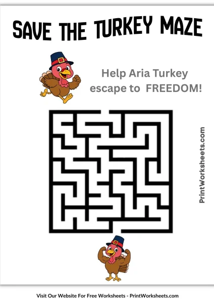 Save the Turkey Maze – Free Printable for Kids (Thanksgiving Fun)