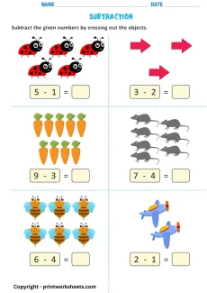 Subtraction Worksheets Worksheet - Cross Out Subtraction Worksheet (Cross Out & Solve Visuals) | Free Printable