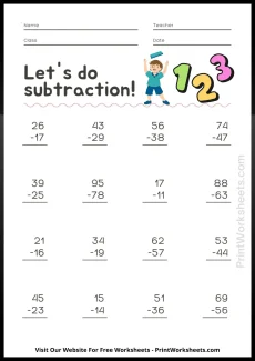 Subtraction Worksheets Worksheet - 2nd Grade Double Digit Subtraction Worksheets (Free Printable PDF) | Free Printable