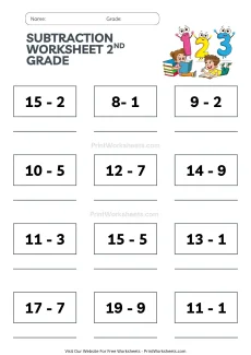 Subtraction Worksheets Worksheet - 2nd Grade Subtraction Worksheets (Simple Problems to 20) | Free Printable