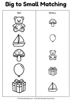 Measurement Worksheets Worksheet - Free Big to Small Matching Worksheet for Preschool (Printable PDF) | Free Printable