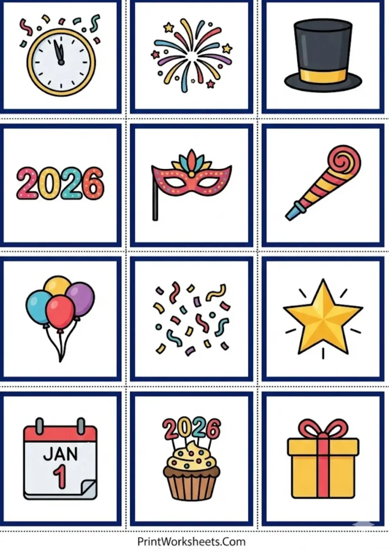 Free Printable New Year Bingo 2026 - Calling Cards