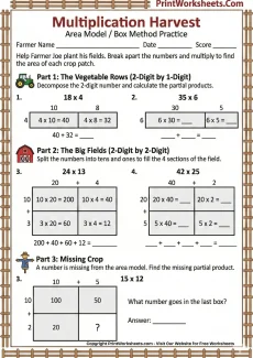 Multiplication Worksheets Worksheet - Box Method Multiplication Worksheet 4th Grade Free Printable | Free Printable