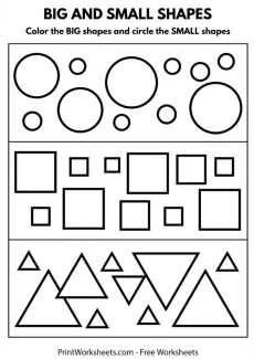 Measurement Worksheets Worksheet - Free Big and Small Shapes Worksheet for Preschool (PDF) | Free Printable