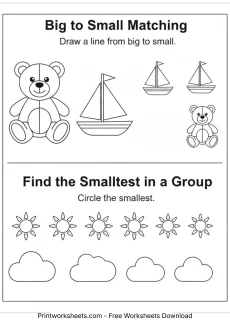 Measurement Worksheets Worksheet - Big to Small Matching Worksheet for Preschool | Free Printable