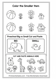 Measurement Worksheets Worksheet - Color the Smaller Item Preschool Worksheet | Free Printable