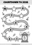 New Year countdown missing numbers math worksheet