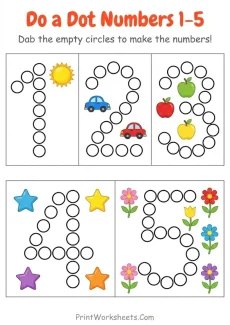 Number Recognition Worksheets Worksheet - Free Printable Do-A-Dot Number Worksheets 1-5 (Bingo Marker Activities) | Free Printable