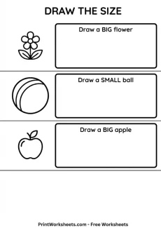 Measurement Worksheets Worksheet - Free Draw Big and Small Objects Worksheet for Preschool (PDF) | Free Printable