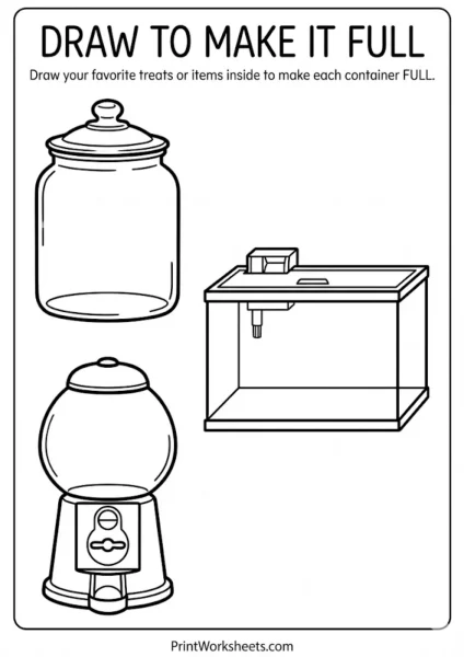 Free Empty vs Full Assessment Worksheet – Preschool Quiz (PDF)