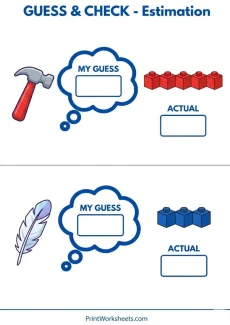 Measurement Worksheets Worksheet - Estimation with Blocks Worksheet – Guess and Check (PDF) | Free Printable