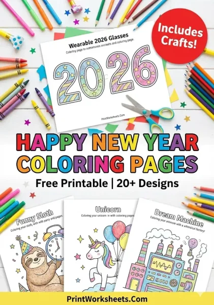 Happy New Year 2026 Coloring Pages: Free Printable PDF (20+ Designs)