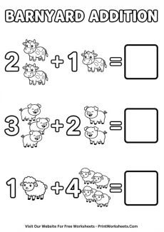 Addition Worksheets Worksheet - Kindergarten Addition Worksheets With Pictures: Farm Theme PDF | Free Printable
