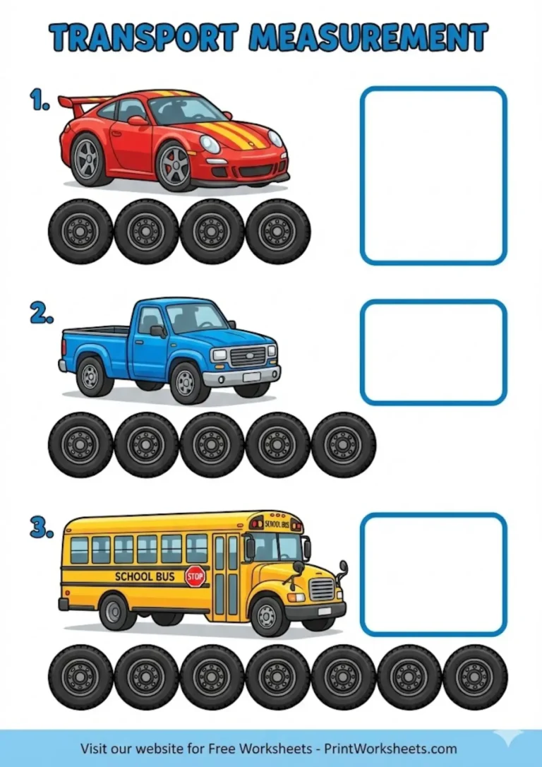 Length in non standard units worksheet measuring cars with tires