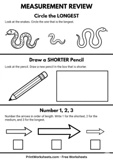 Measurement Worksheets Worksheet - Free Long and Short Assessment Worksheet – Kindergarten Quiz (PDF) | Free Printable