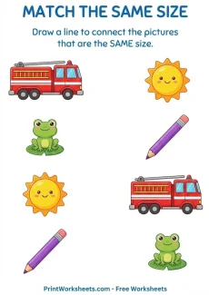 Measurement Worksheets Worksheet - Free Match by Size Worksheet – Line Tracing Activity (PDF | Free Printable