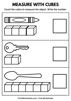 Measurement Worksheets Worksheet - Free Measuring with Cubes Worksheet – Kindergarten Math (PDF) | Free Printable
