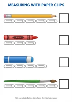 Measurement Worksheets Worksheet - Free Measuring with Paper Clips Worksheets – School Supplies (PDF) | Free Printable