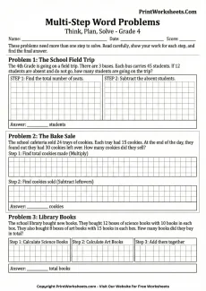 Word Problems Worksheet - 4th Grade Multi-Step Multiplication Word Problems (Free PDF) | Free Printable
