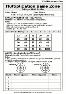 Multiplication Worksheets Worksheet - 4th Grade Multiplication Games Worksheets (Free 2-Player Activities) | Free Printable