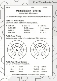 Multiplication Worksheets Worksheet - 4th Grade Multiplication Practice Sheets (Patterns & Mental Math) | Free Printable