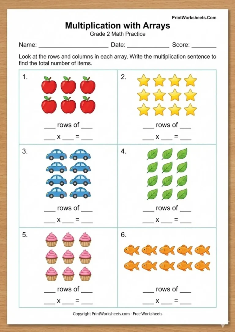 multiplication with arrays grade 2