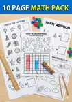 10 page New Year math and logic worksheets preschool pack