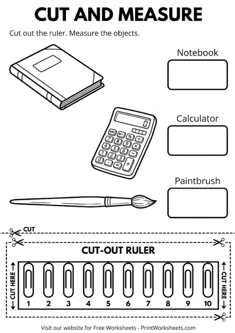 Non standard measurement worksheets grade 1 cut and measure paper clip ruler
