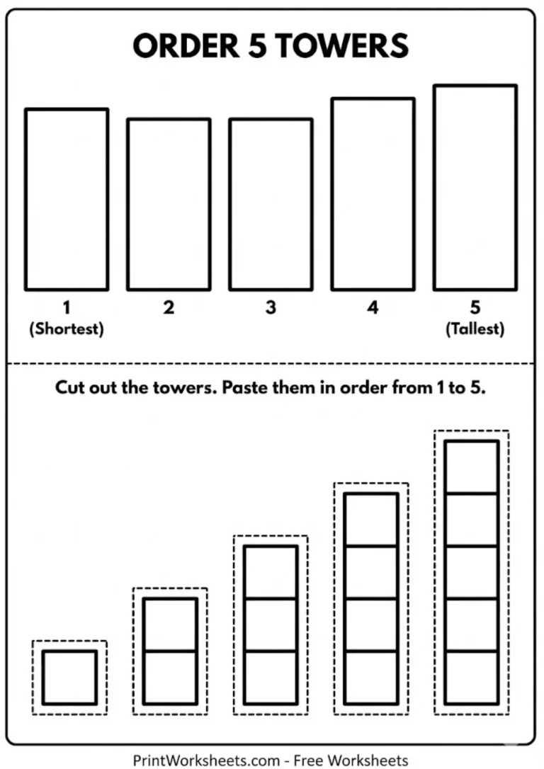 Order 5 Towers Activity Sorting 5 block towers by height