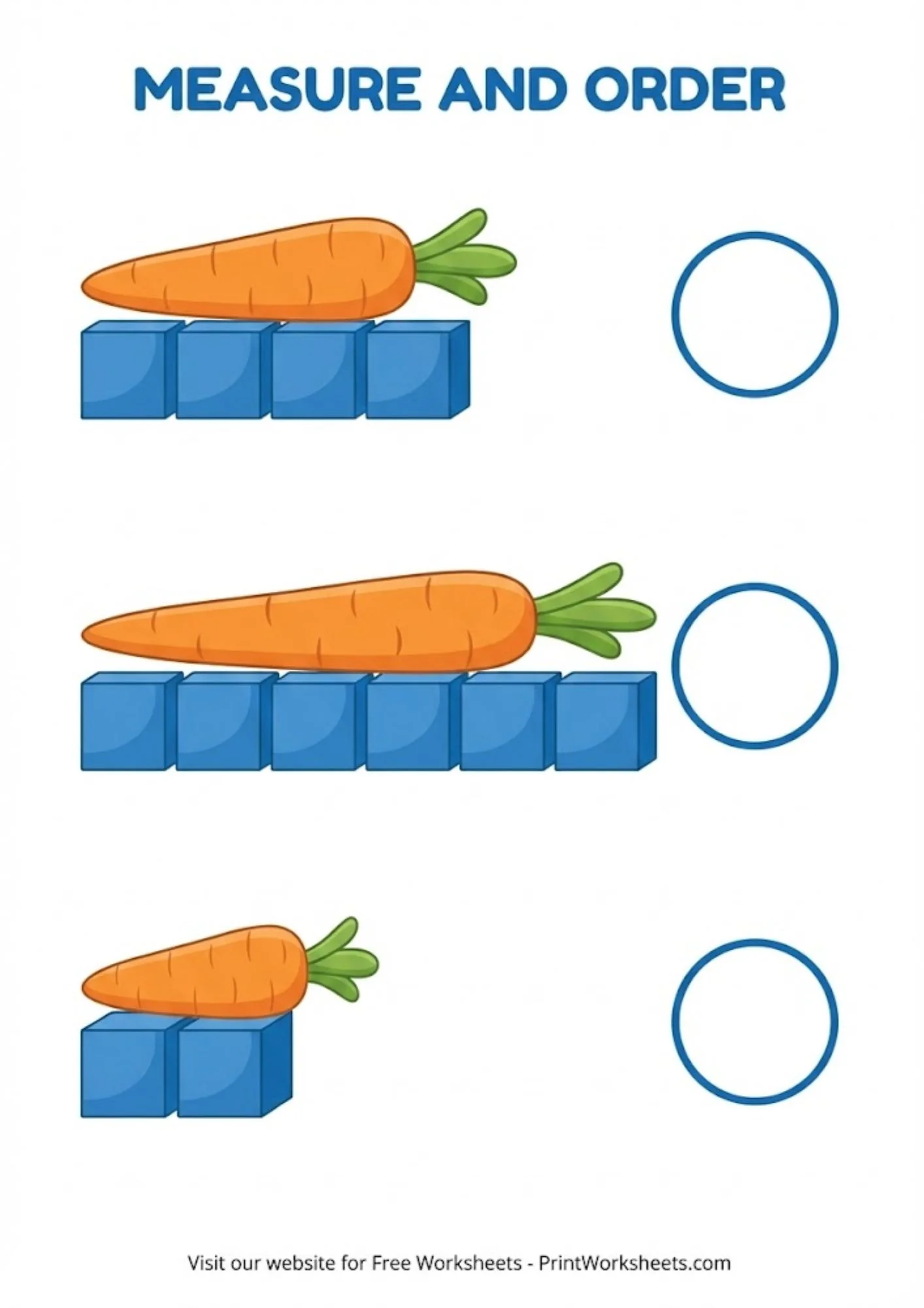 Measurement Worksheets Worksheet - Ordering Length Activity – Measure and Sort 1, 2, 3 (PDF) | Free Printable