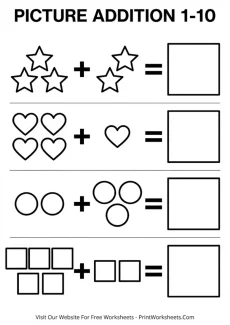Addition Worksheets Worksheet - Picture Addition Worksheets 1-10 (Free PDF) | Free Printable