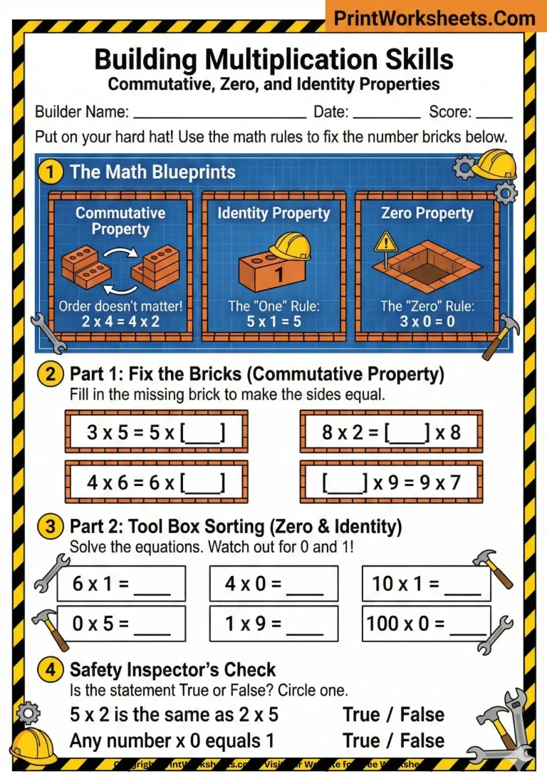 properties of multiplication grade 3 worksheets pdf