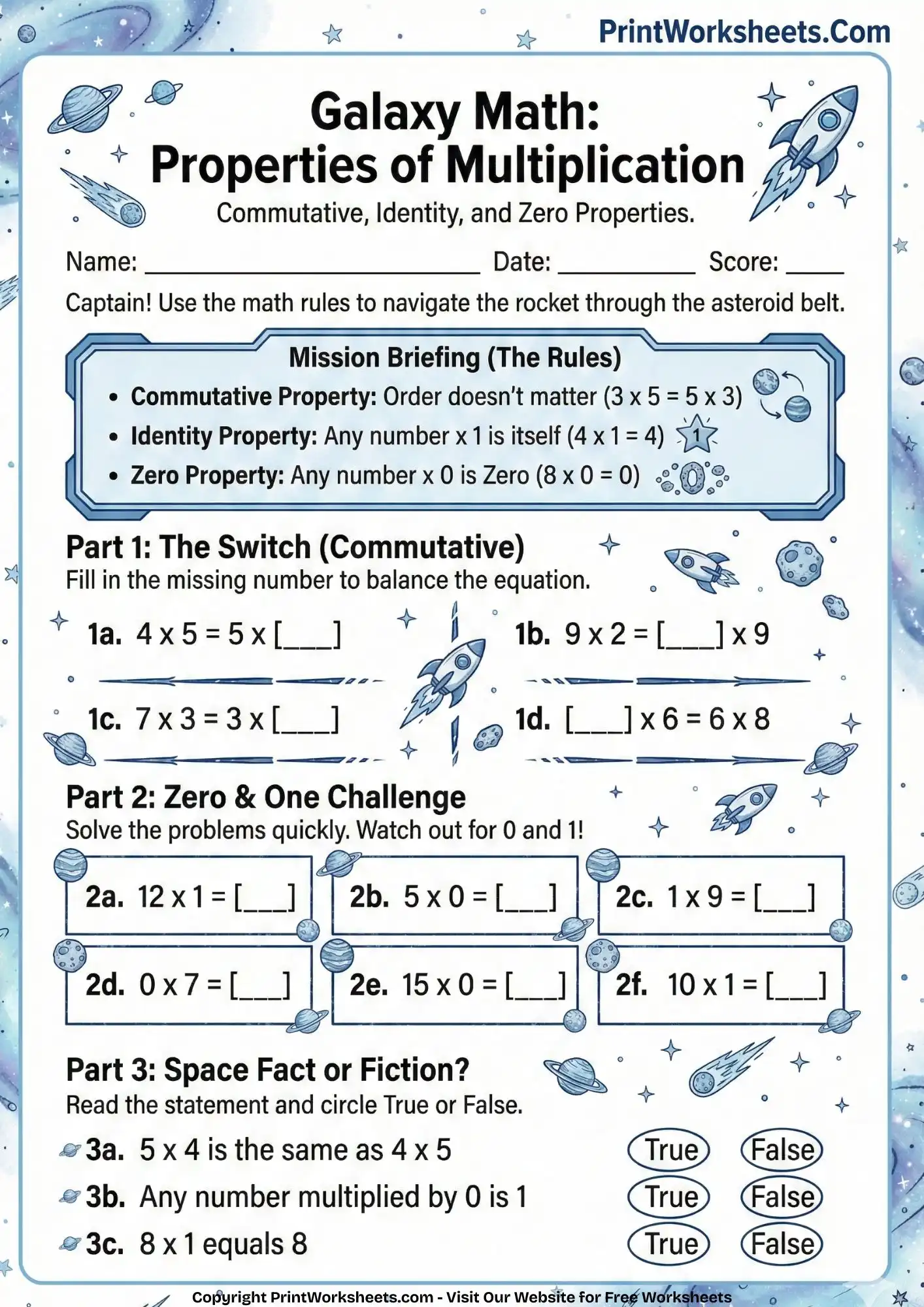 Multiplication Worksheets Worksheet - 3rd Grade Properties of Multiplication Worksheets with Answers | Free Printable
